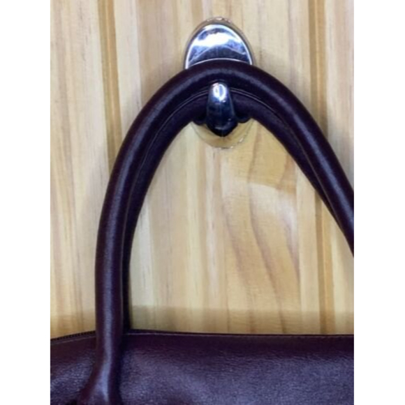 vintage leather aigner satchel purse, Shoulder Strap And Handles, Gold Accents - Picture 5 of 12